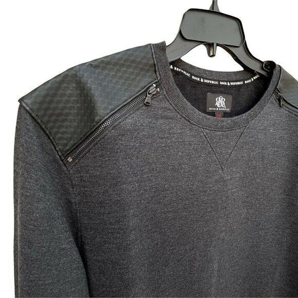 Rock & Republic Mens Lightweight Sweatshirt New Black Fleece Lined 2XL - Picture 2 of 9